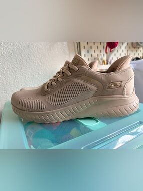 Skechers Women’s Neutral Taupe Knit Athletic Sneakers